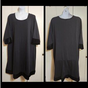 Plus Size 4X Woman Within Solid Black 3/4 Sleeve Dress Pockets Velour Sleeves